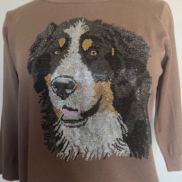 Glenfield Italy Crystal Rhinestone Jeweled Bernese Mountain Dog Animal Top Shirt - Picture 8 of 12